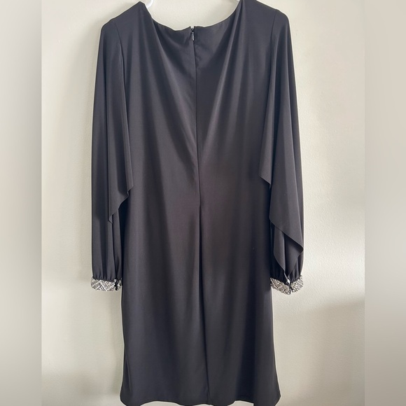 Lauren Ralph Lauren Black Beaded Cuff Draped Dress Size 14 NWT - Picture 4 of 7